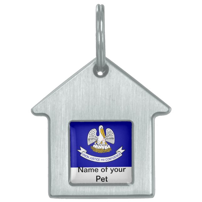 Pet Tag with Flag of Louisiana State (Front)