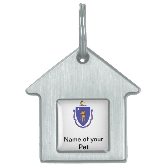 Pet Tag with Flag of Massachusetts State (Front)