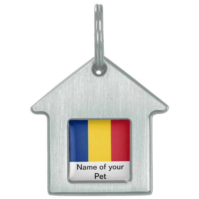 Pet Tag with Flag of Romania (Front)