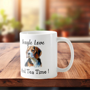  Pet Tea Time Brown beagle Personalise Coffee Mug