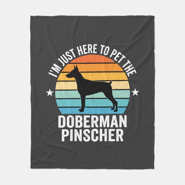 Pet The Doberman Pinscher Retro Fleece Blanket (Front)