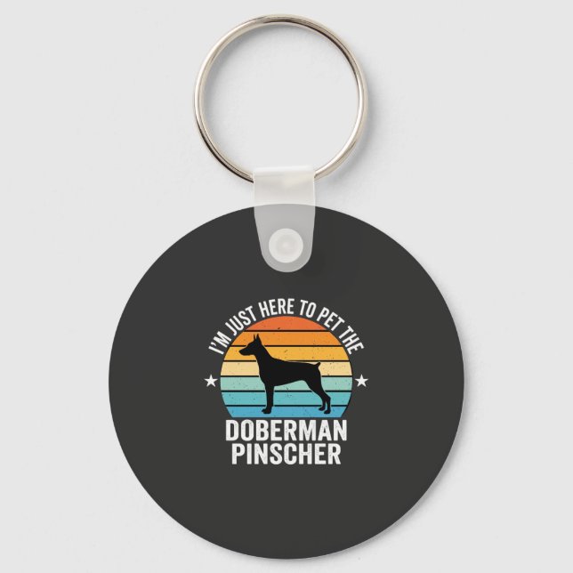 Pet The Doberman Pinscher Retro Key Ring (Front)