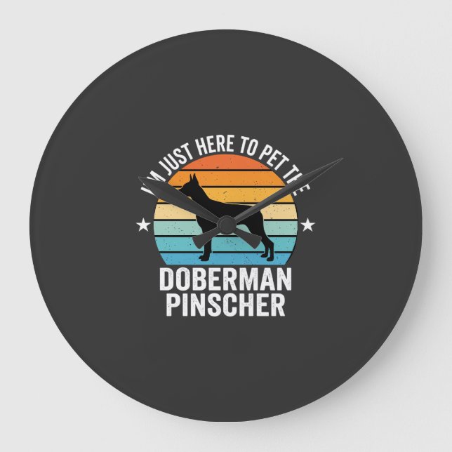 Pet The Doberman Pinscher Retro Large Clock (Front)