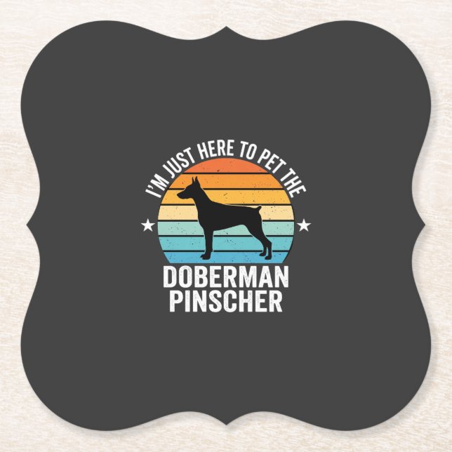 Pet The Doberman Pinscher Retro Paper Coaster (Front)