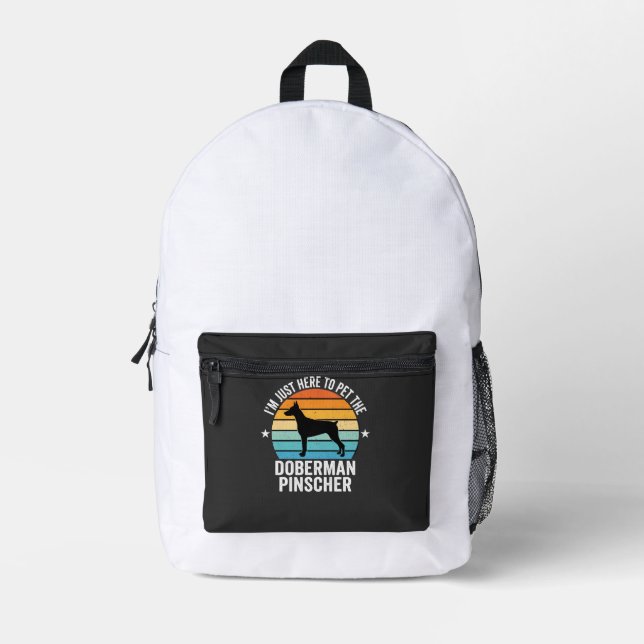 Pet The Doberman Pinscher Retro Printed Backpack (Front)