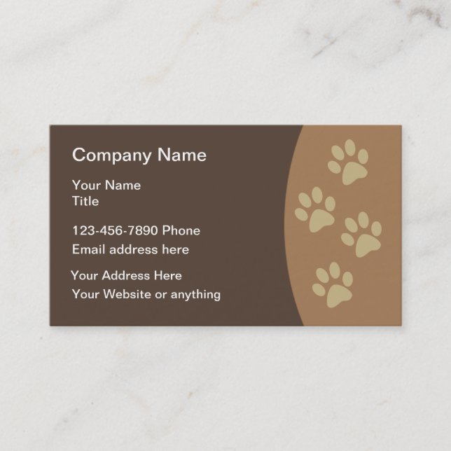Pet Theme Paw Print Business Cards (Front)