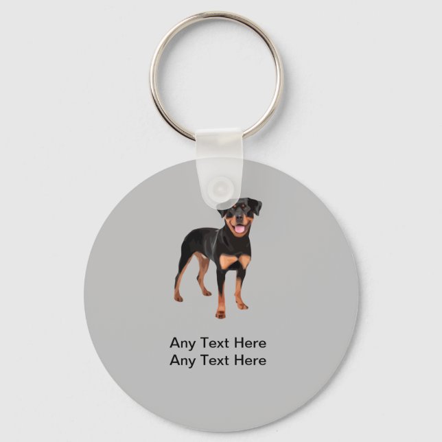 Pet Theme Rottweiler Dog Key Ring (Front)