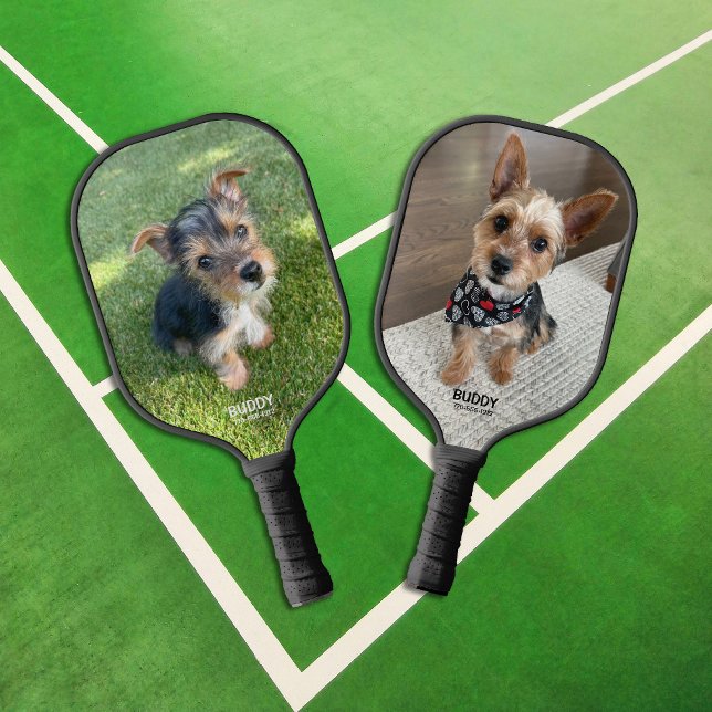 Pet Two Photos with Name and Phone Number Pickleball Paddle (Creator Uploaded)