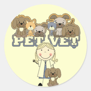 Pet Vet Blonde Female Tshirts and Gifts Classic Round Sticker