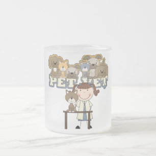 Pet Vet Brunette Female Tshirts and Gifts Frosted Glass Coffee Mug