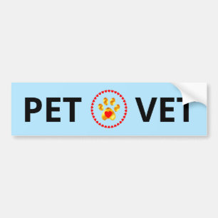 Pet Vet & golden paw with hearts bumper sticker