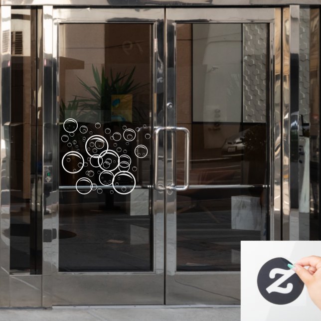 Pet wash Bubbles white colour outline Window Cling (Office Door)
