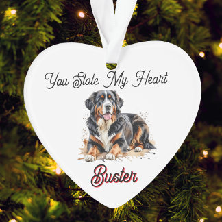 Pet Watercolor  Brown Bernese Mountain Personalise Ornament