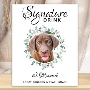 Pet Wedding Dog Bar Signature Drink Custom Photo Poster