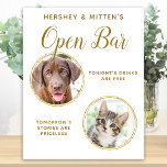 Pet Wedding Dog Open Bar Photo Elegant Gold Drinks Poster<br><div class="desc">Drinks On Me! Include your best dog, best cat and any pet in your wedding with his own drink open bar for your guests. Perfect for dog lovers, and a special dog bar will be a hit at your wedding. Simple yet elegant chic gold. Customise this pet wedding sign with...</div>