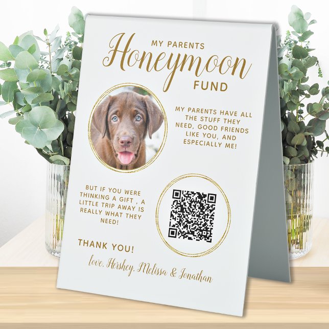 Pet Wedding Dog Photo Gold QR Code Honeymoon Fund  (Creator Uploaded)
