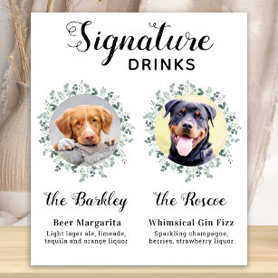 Pet Wedding Dog Signature Drinks Custom 2 Photo Poster