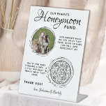 Pet Wedding Honeymoon Fund Dog Photo Venmo QR Code Pedestal Sign<br><div class="desc">Let your best dogs be in charge of your honeymoon with this custom pet photo honeymoon fund sign. Perfect for dog lovers, and a dog honeymoon fund will be a hit at your wedding. Simple modern white with black botanical eucalyptus leaves. "Our Parents Honeymoon Fund" Customise this pet wedding honeymoon...</div>