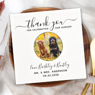 Pet Wedding Modern Elegant Custom Photo Thank You  Napkin