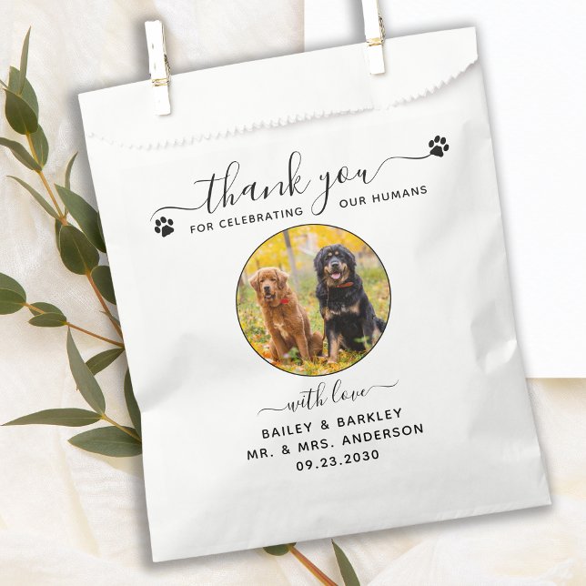 Pet Wedding Modern Elegant Script Photo Thank You Favour Bags (Creator Uploaded)
