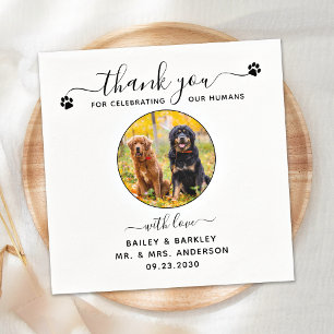 Pet Wedding Modern Elegant Script Photo Thank You Napkin