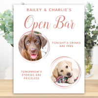 Pet Wedding Open Bar Dog 2 Photo Rose Gold Drinks