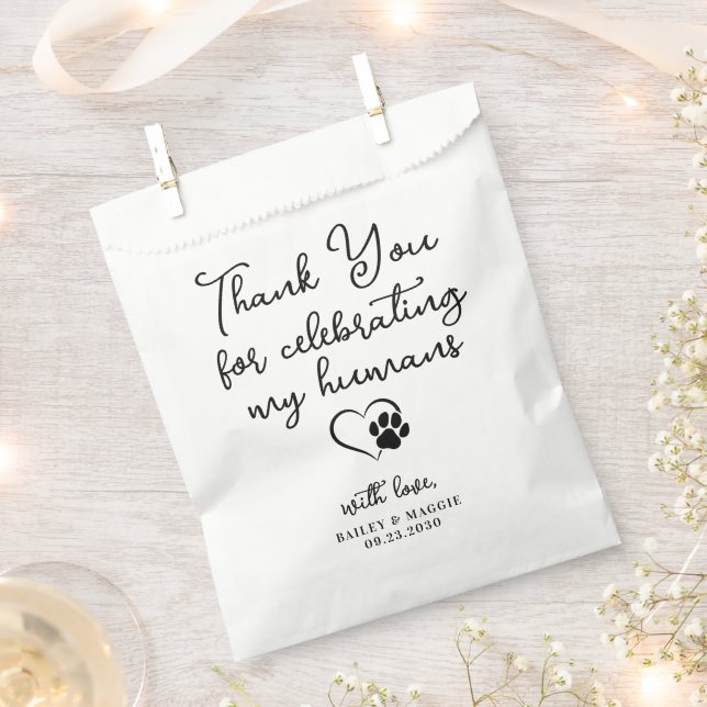 Pet Wedding Personalised Thank You Dog Treats Favour Bags (Clipped)