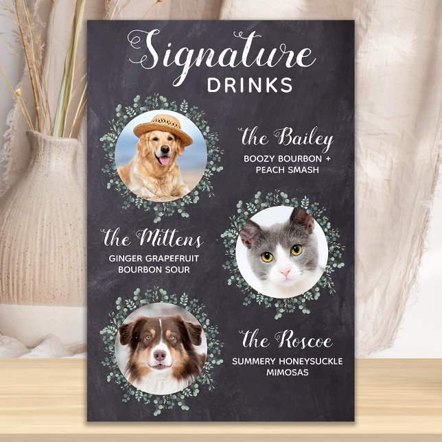 Pet Wedding Signature Drinks 3 Photo Chalkboard Poster (Creator Uploaded)