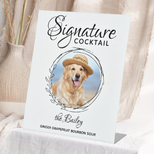 Pet Wedding Signature Drinks Dog Bar Cocktail  Pedestal Sign