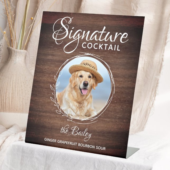 Pet Wedding Signature Drinks Dog Bar Cocktail Pedestal Sign (Creator Uploaded)