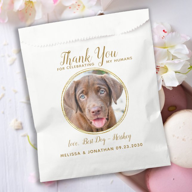 Pet Wedding Thank You Custom Photo Elegant Gold  Favour Bags (Creator Uploaded)