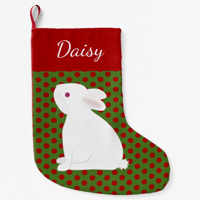 Pet White Rabbit Personalised Christmas Small Christmas Stocking (Front)