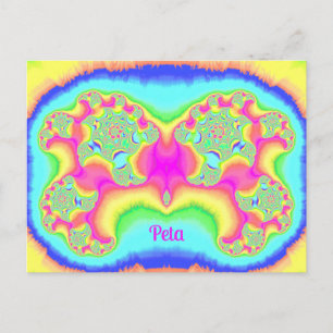 PETA ~ BOLD ~ FLUORO PINK ~ 3D Fractal Design ~ Postcard