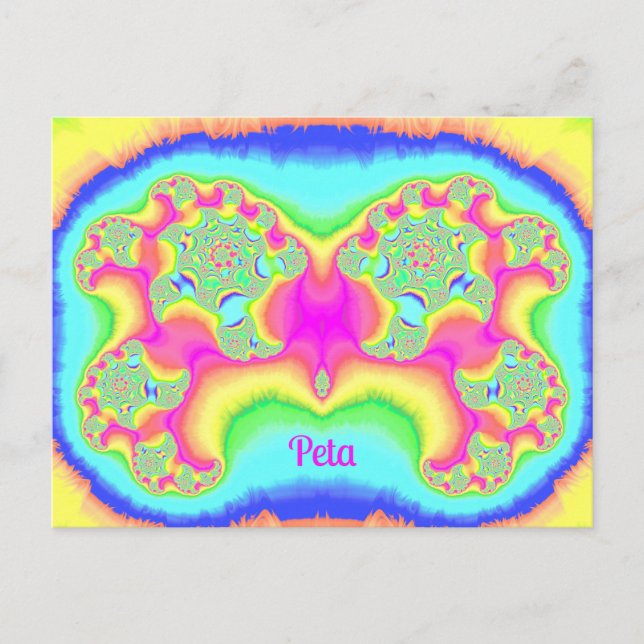 PETA ~ BOLD ~ FLUORO PINK ~ 3D Fractal Design ~ Postcard (Front)