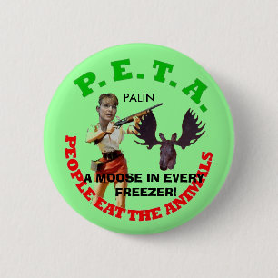 PETA, grey circle, young gun white... - Customised 6 Cm Round Badge