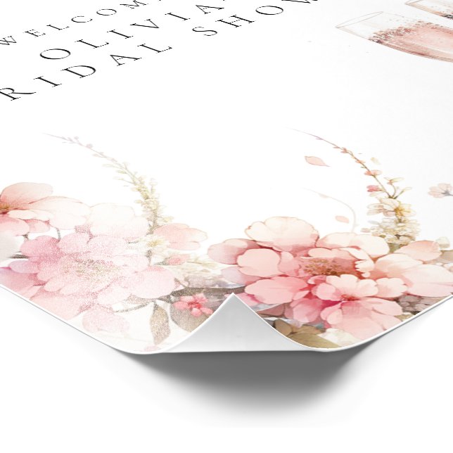 Petal and Prosecco Bridal Shower Welcome Poster (Corner)