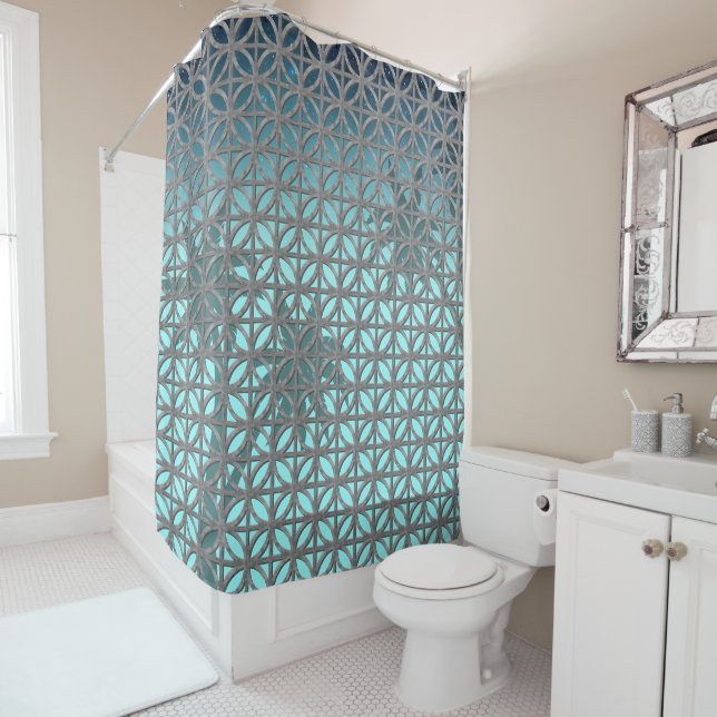 Petal Breeze Blocks Shower Curtain (In Situ)