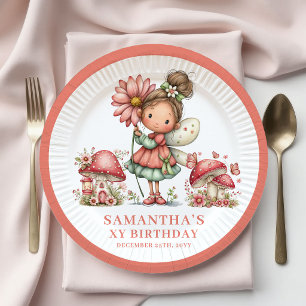 Petal Fairy 5th Birthday Pastel Floral Paper Plate