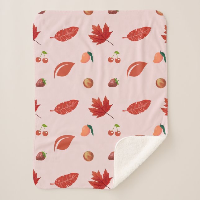 Petal & Fruit: A Pink Symphony Sherpa Blanket (Front)