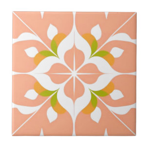 Petal glow salmon floral tile set - Pattern 1