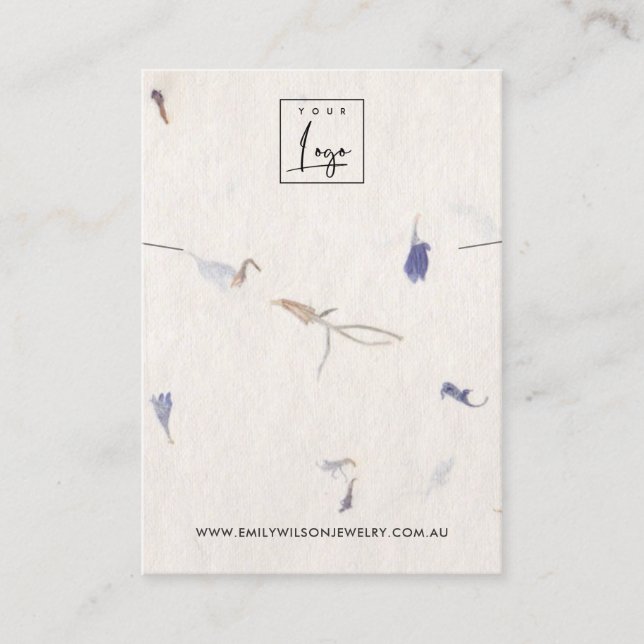 PETAL HANDMADE PAPER  NECKLACE BRACELET DISPLAY BUSINESS CARD (Front)