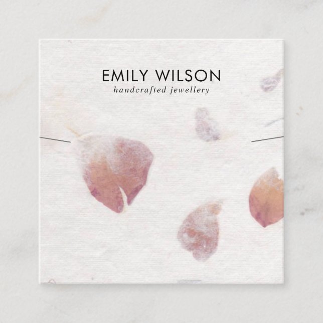 PETAL HANDMADE PAPER NECKLACE BRACELET DISPLAY SQUARE BUSINESS CARD (Front)