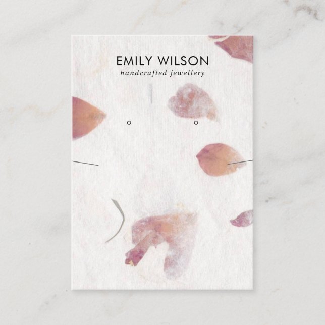 PETAL HANDMADE PAPER NECKLACE EARRING DISPLAY BUSINESS CARD (Front)