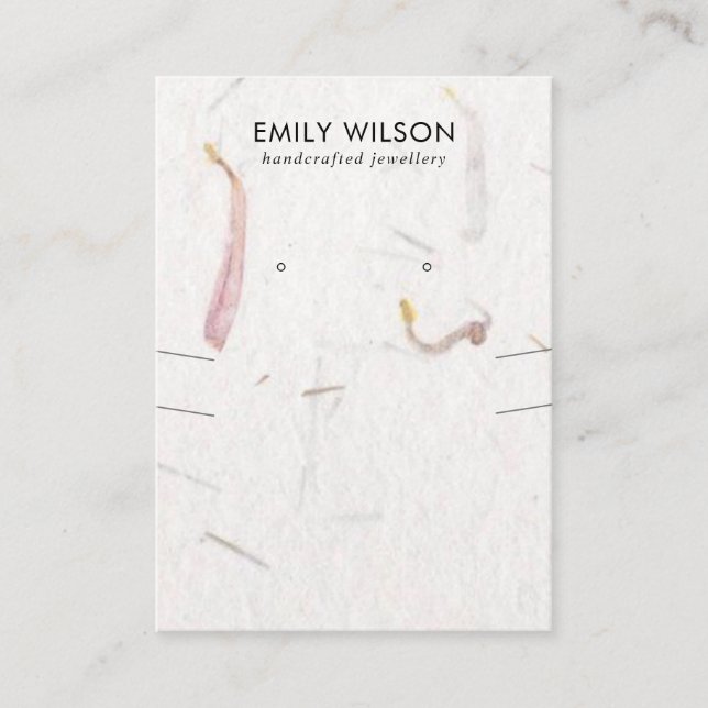 PETAL HANDMADE PAPER NECKLACE EARRING DISPLAY BUSINESS CARD (Front)