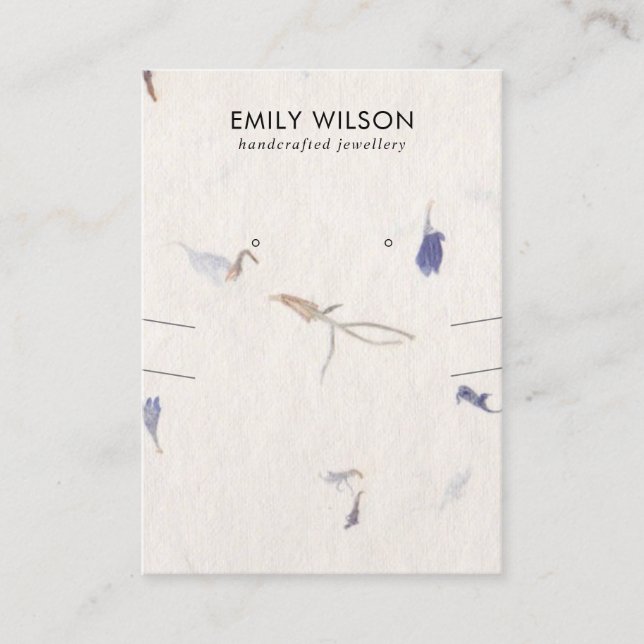 PETAL HANDMADE PAPER NECKLACE EARRING DISPLAY BUSINESS CARD (Front)