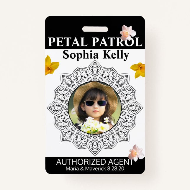 Petal Patrol Flower Girl Badge ID Badge (Front)