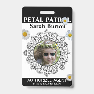 Petal Patrol Flower Girl Badge ID Badge