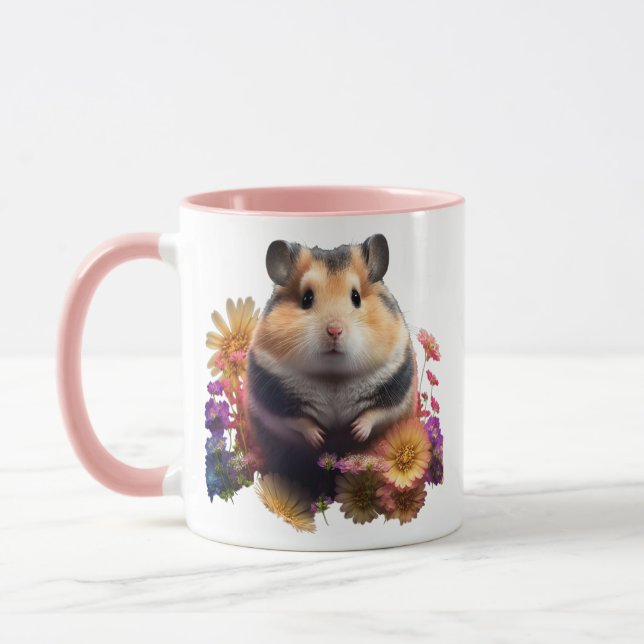 Petal Paws - Cute Floral Hamster Mug (Left)