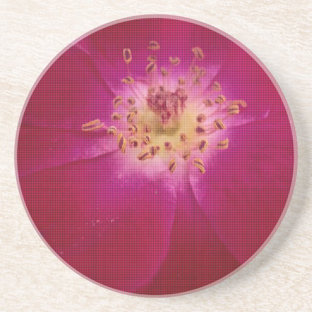 Petal Perfection: Chequered Rose Petal Pattern Art Coaster (Front)