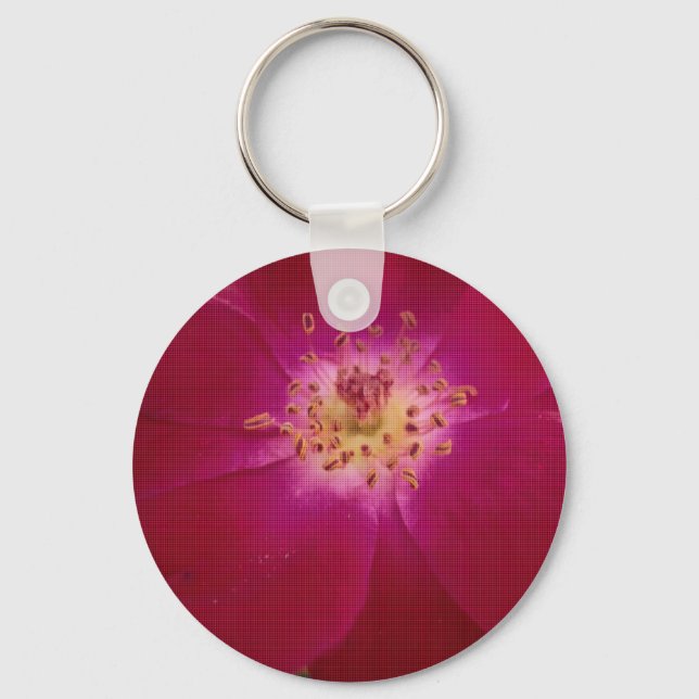 Petal Perfection: Chequered Rose Petal Pattern Art Key Ring (Front)